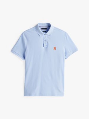 polo à monogramme th bleu pour hommes tommy hilfiger