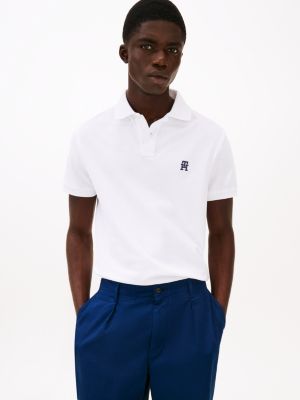 white polo met contrasterend th-monogram voor heren - tommy hilfiger