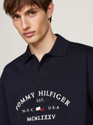 blue nautical logo long sleeve polo shirt for men tommy hilfiger