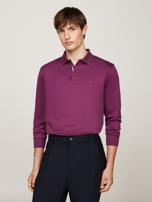 polo de manga larga en jacquard red de hombres tommy hilfiger