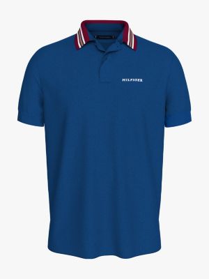 blue contrast collar regular polo shirt for men tommy hilfiger