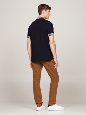 polo regular fit con colletto a contrasto blu da uomini tommy hilfiger