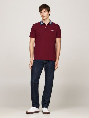 polo regular fit con colletto a contrasto rosso da uomini tommy hilfiger