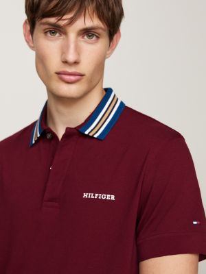 red contrast collar regular polo shirt for men tommy hilfiger