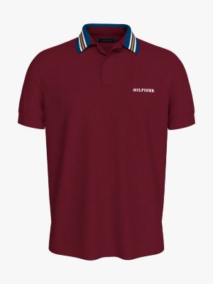 red contrast collar regular polo shirt for men tommy hilfiger