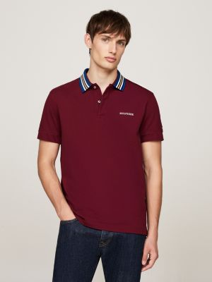 polo regular fit con colletto a contrasto red da uomini tommy hilfiger