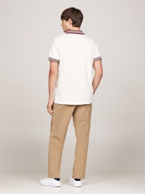 beige contrast collar regular polo shirt for men tommy hilfiger