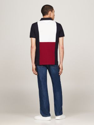 black colour-blocked back regular polo shirt for men tommy hilfiger