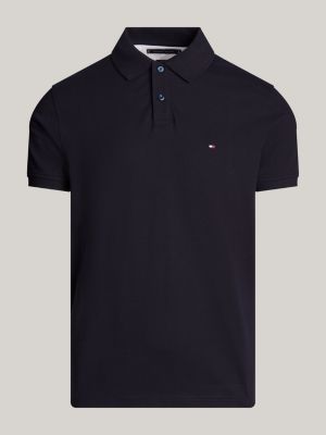 polo de corte regular con diseño color block negro de hombres tommy hilfiger