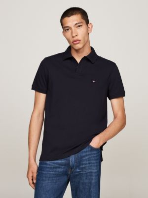 polo de corte regular con diseño color block black de hombres tommy hilfiger