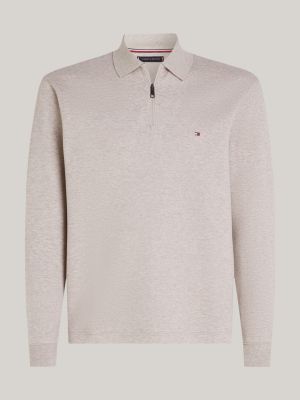 grau regular fit langarm-poloshirt für herren - tommy hilfiger