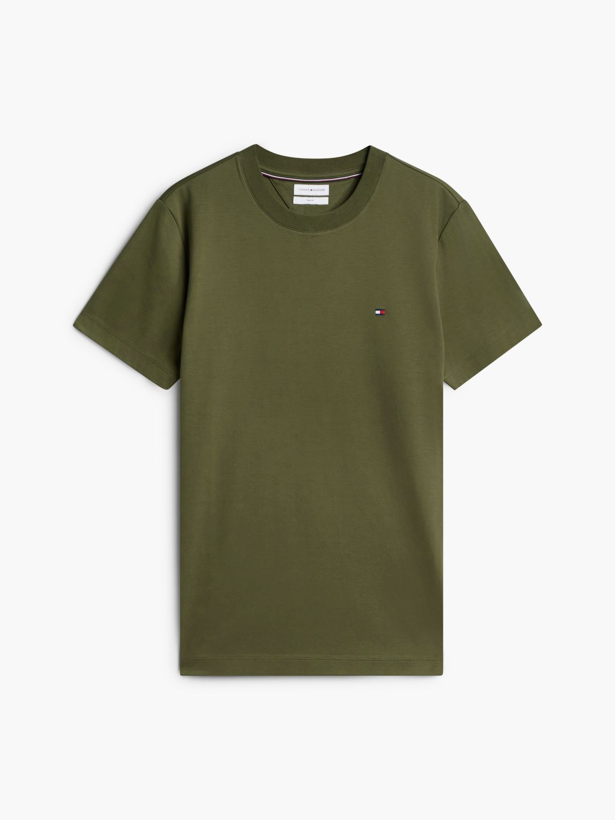 Flag Embroidery Slim Interlock Knit T-Shirt — Green
