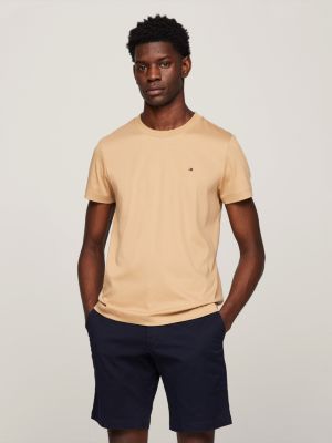 Flag Embroidery Interlock Slim Fit T-Shirt | Khaki | Tommy Hilfiger