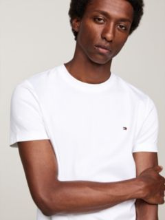 Flag Embroidery Slim Interlock Knit T-Shirt — White 4