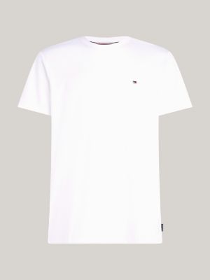 t-shirt in tessuto interlock con bandierina bianco da uomini tommy hilfiger