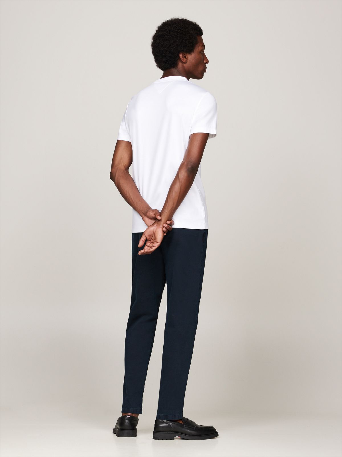 Flag Embroidery Slim Interlock Knit T-Shirt — White