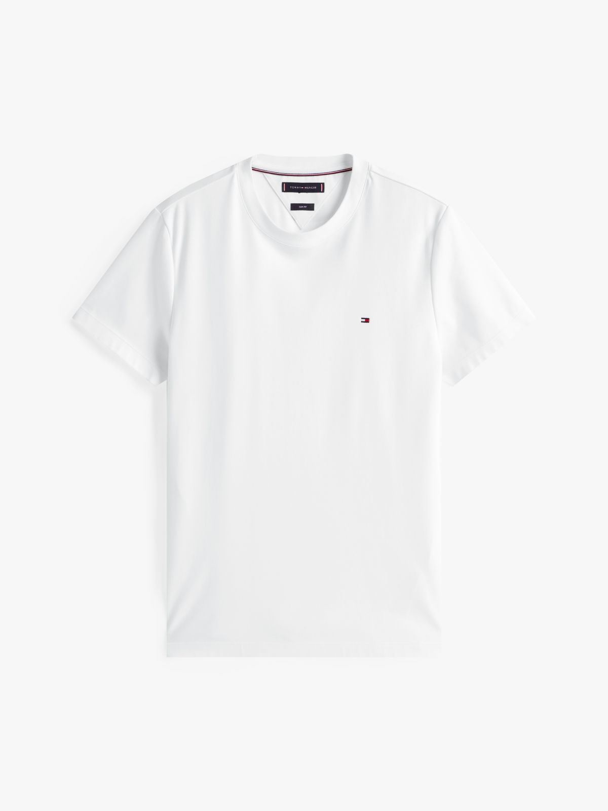 Flag Embroidery Slim Interlock Knit T-Shirt — White