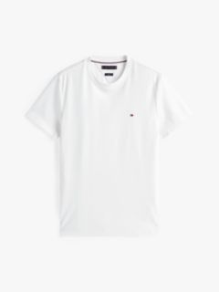 Flag Embroidery Slim Interlock Knit T-Shirt — White 7