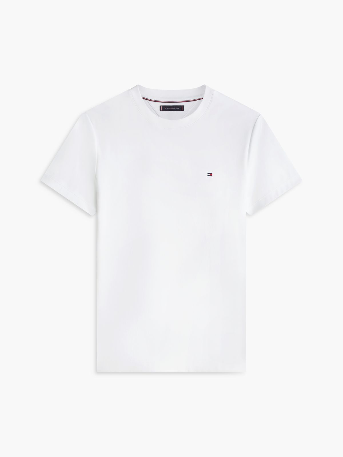 Flag Embroidery Slim Interlock Knit T-Shirt — White