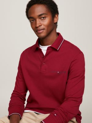 tommy hilfiger red long sleeve polo