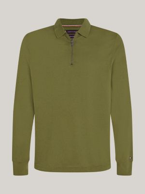 Langarm-Poloshirt | Fit Tommy | Reißverschlussleiste Grün mit Hilfiger Regular