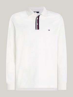 Regular fit polo met lange mouwen en signature tape Wit Tommy