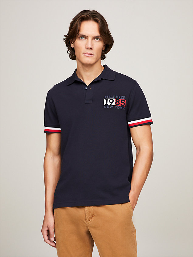 blue logo tipped slim fit polo for men tommy hilfiger