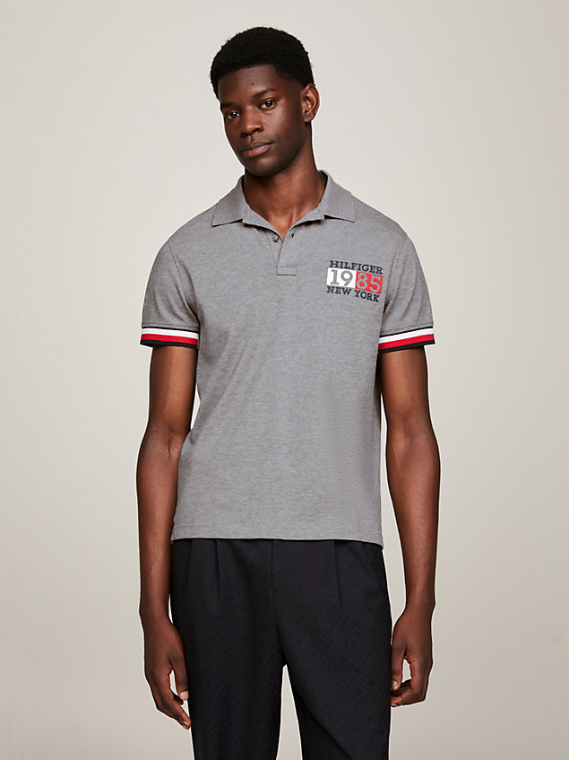 grey logo tipped slim fit polo for men tommy hilfiger