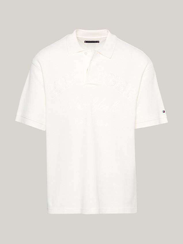 white regular fit polo met hilfiger monotype-logo voor heren - tommy hilfiger