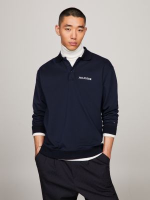 Regular fit polo met lange mouwen en monotype logo Blauw Tommy