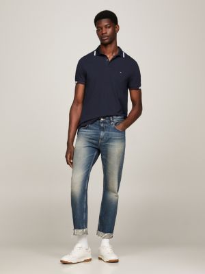 Slim Fit Poloshirt | Kontrast-Detail | Hilfiger Tommy mit Blau