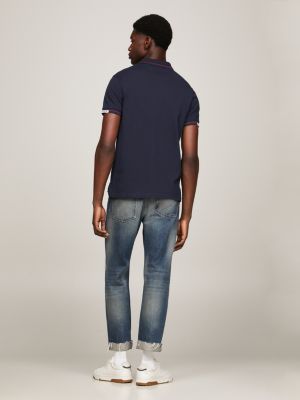 Tommy Poloshirt Fit Kontrast-Detail | Slim Blau | mit Hilfiger
