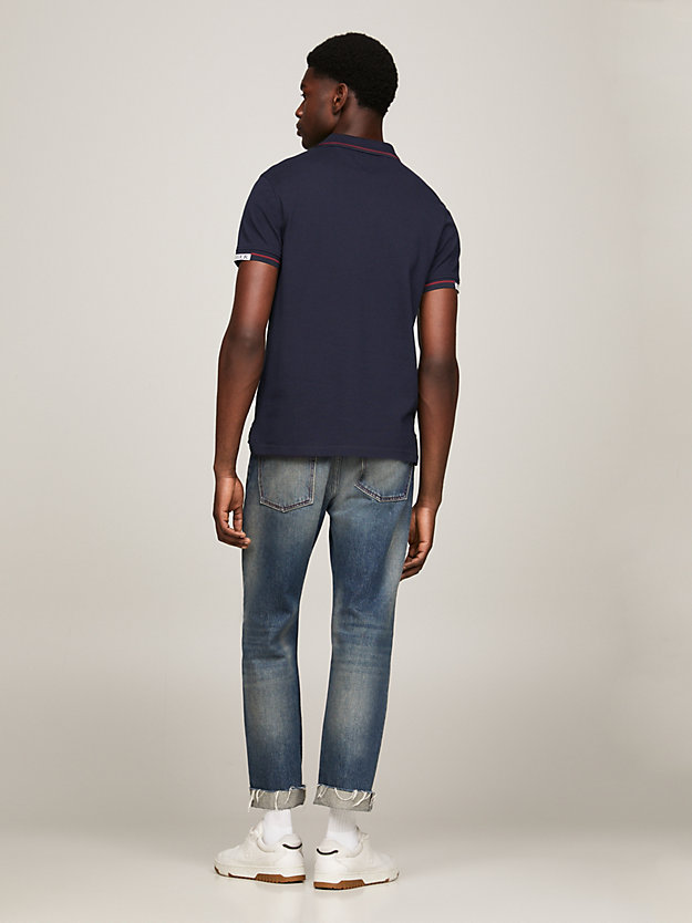 Slim Fit Poloshirt mit Kontrast-Detail | Blau | Tommy Hilfiger
