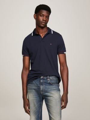 Slim Blau Hilfiger | Fit | Poloshirt Tommy mit Kontrast-Detail