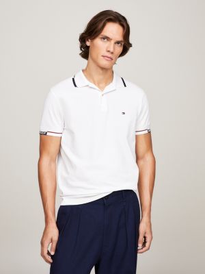 Fit White | Tommy | Logo Slim Tipped Cuffs Hilfiger Polo