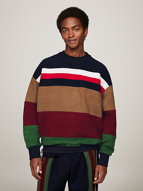 blue tommy x pendleton new york stripe oversized sweatshirt for men tommy hilfiger