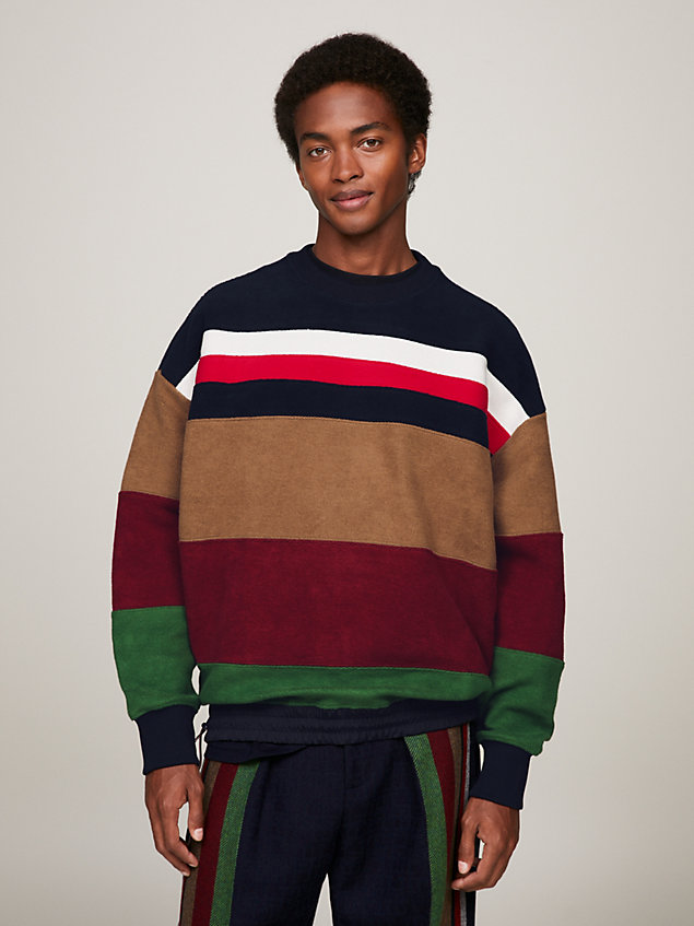 blue tommy x pendleton new york stripe oversized sweatshirt for men tommy hilfiger