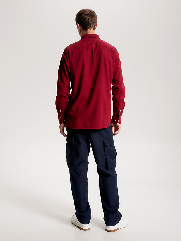 red flex brushed twill regular fit shirt for men tommy hilfiger