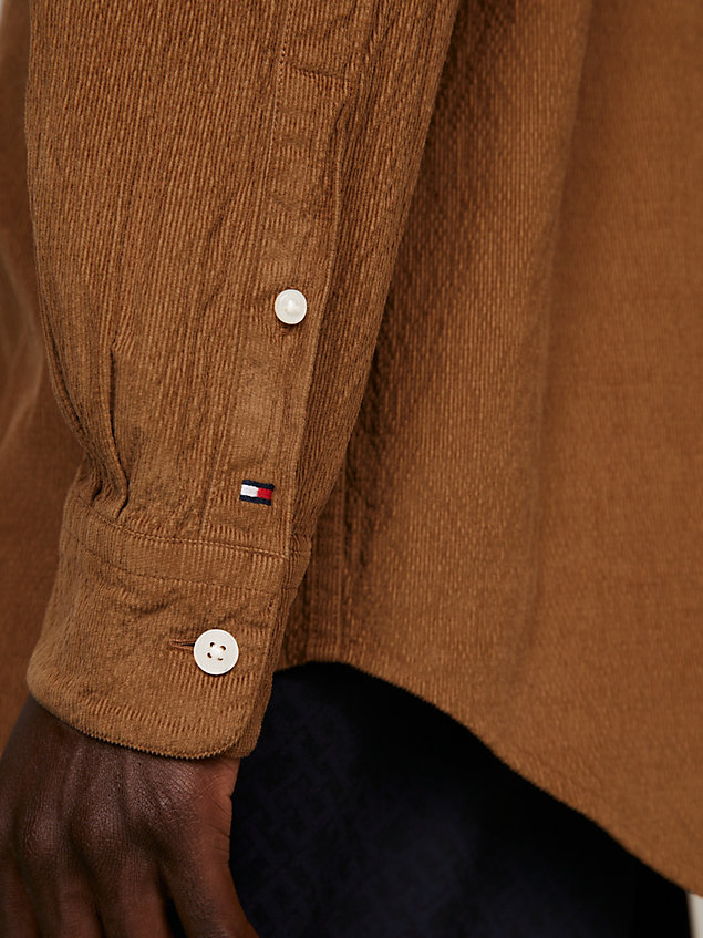 chemise coupe standard en velours côtelé brown pour hommes tommy hilfiger