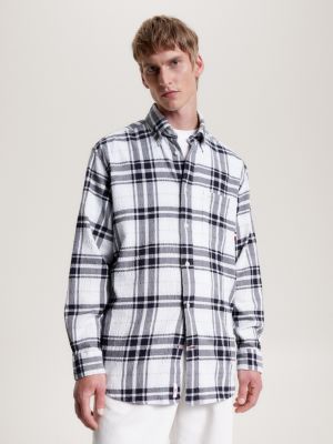 Global Stripe Check Regular Fit Shirt | White | Tommy Hilfiger