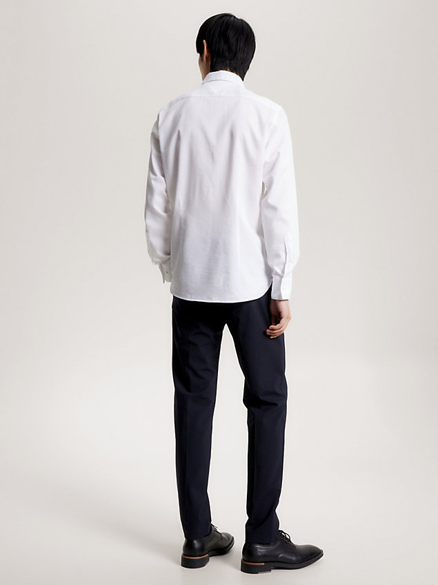 camicia slim fit con bottone a contrasto white da uomo tommy hilfiger