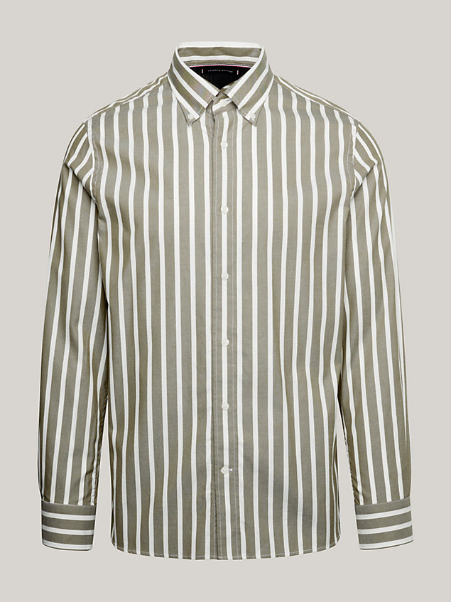 green stripe regular fit oxford shirt for men tommy hilfiger