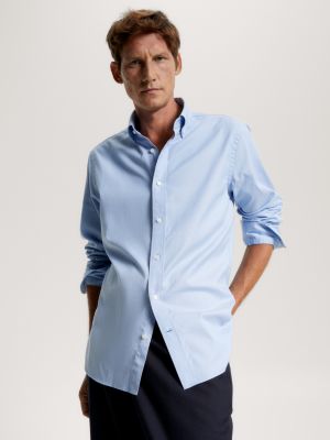 Essentials Men's Regular-Fit Long-Sleeve Oxford Shirt, Blue Stripes,  XS : : Fashion