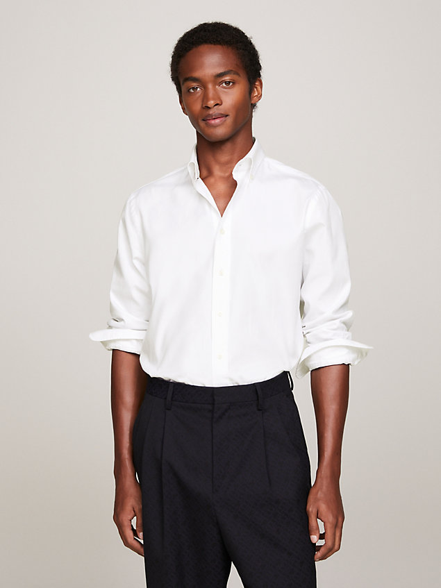 white regular fit oxford-hemd für herren - tommy hilfiger