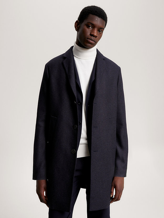 Woven Pattern Regular Fit Coat | Grey | Tommy Hilfiger