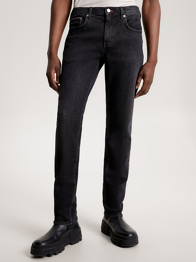 denim denton fitted straight zwarte jeans voor heren - tommy hilfiger