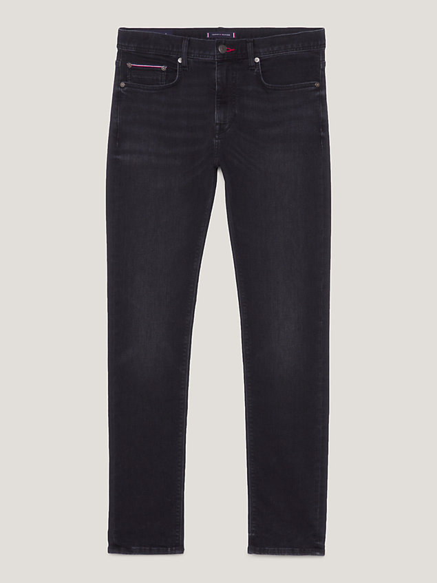 denim bleecker schwarze slim jeans mit fade-effekt für herren - tommy hilfiger