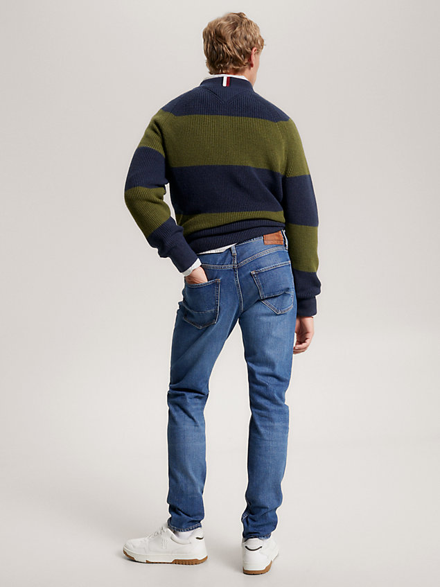 jeans houston affusolati con baffature denim da uomo tommy hilfiger