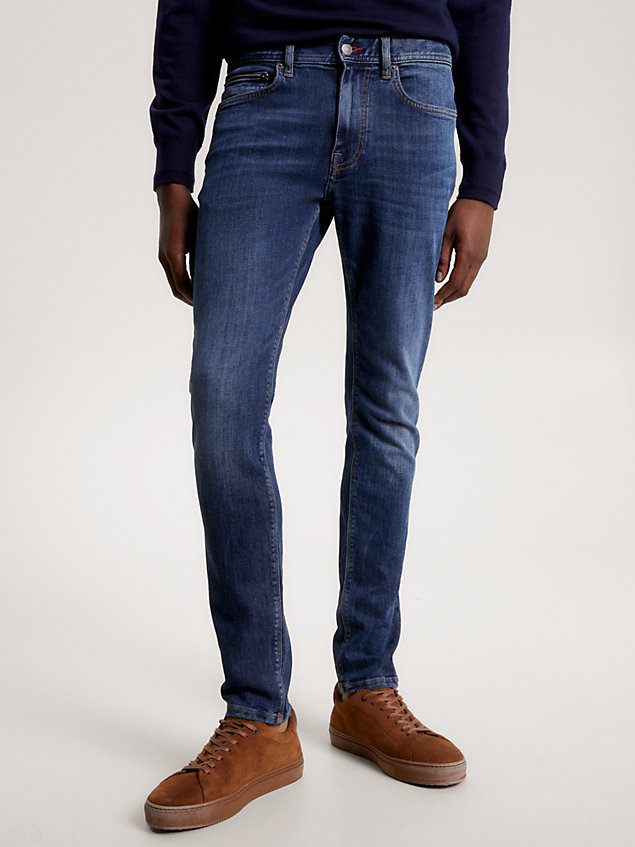 denim layton extra slim jeans met fading voor heren - tommy hilfiger
