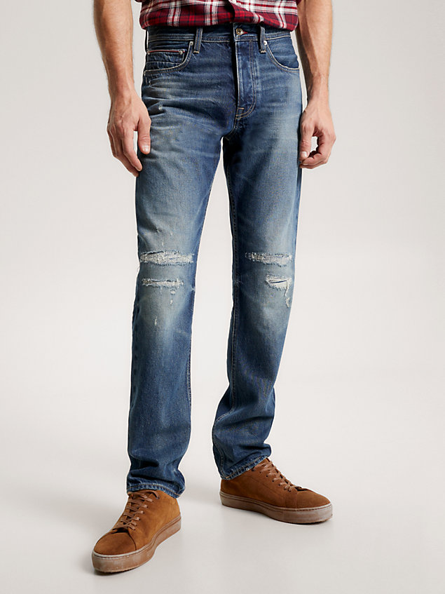 denim mercer regular jeans met distressing voor heren - tommy hilfiger